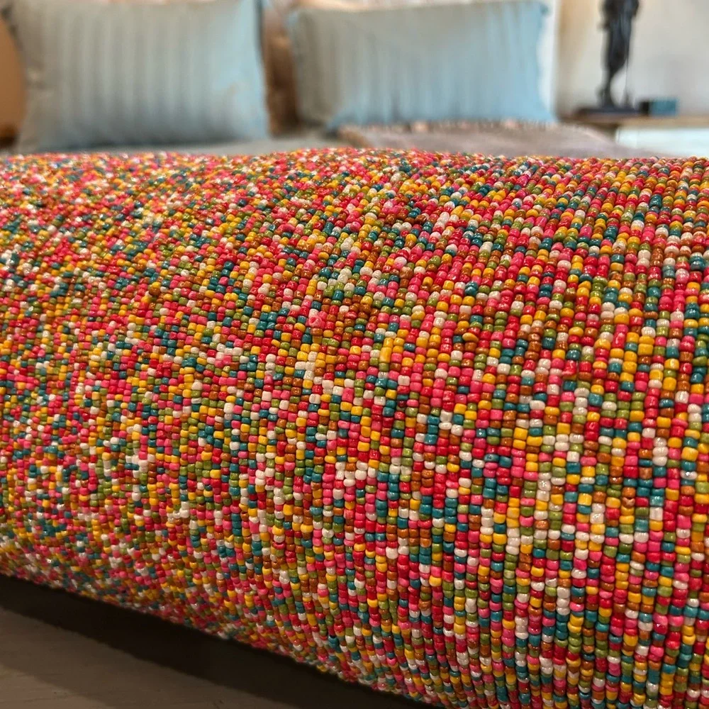 NWT India Colorful Beaded Pillow
